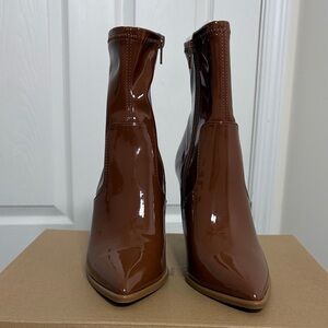 Steve Madden Patent Brown Heeled Boots